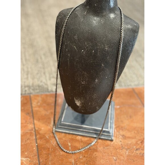 ANNE KLEIN 35" SILVER WHEAT FOXTAIL WOVEN CHAIN NECKLACE Glam Era 1980S EUC - Picture 2 of 8